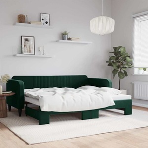 vidaXL, vidaXL Tagesbett Ausziehbar Dunkelgrün 90x200 cm Samt