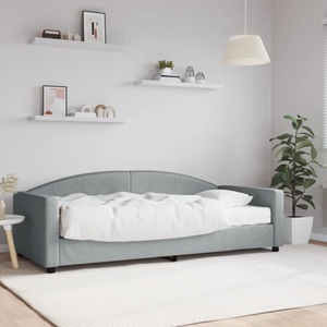 vidaXL, vidaXL Tagesbett mit Matratze Hellgrau 90x200 cm Stoff, vidaXL Tagesbett mit Matratze Hellgrau 90x200 cm Stoff