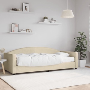 vidaXL, vidaXL Tagesbett mit Matratze Creme 90x200 cm Stoff, vidaXL Tagesbett mit Matratze Creme 90x200 cm Stoff