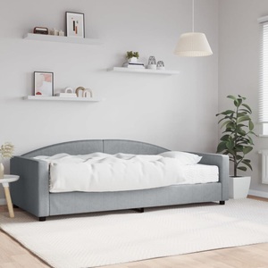 vidaXL, vidaXL Tagesbett mit Matratze Hellgrau 100x200 cm Stoff, vidaXL Tagesbett mit Matratze Hellgrau 100x200 cm Stoff