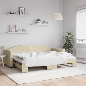 vidaXL, vidaXL Tagesbett Ausziehbar Creme 80x200 cm Stoff