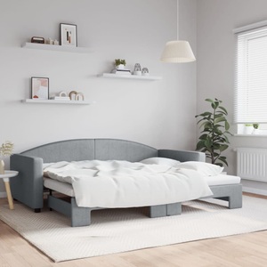 vidaXL, vidaXL Tagesbett Ausziehbar Hellgrau 90x200 cm Stoff