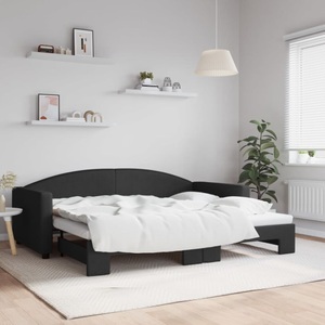 vidaXL, vidaXL Tagesbett Ausziehbar Schwarz 90x200 cm Stoff