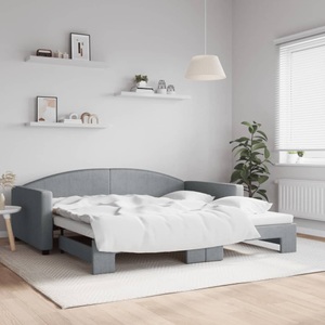 vidaXL, vidaXL Tagesbett Ausziehbar Hellgrau 100x200 cm Stoff