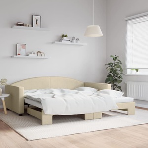 vidaXL, vidaXL Tagesbett Ausziehbar Creme 100x200 cm Stoff