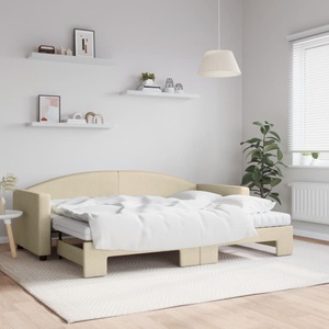 vidaXL, vidaXL Tagesbett Ausziehbar mit Matratzen Creme 80x200 cm Stoff