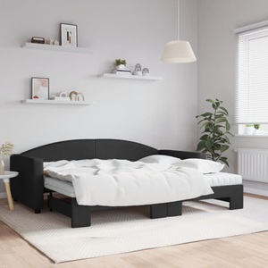 vidaXL, vidaXL Tagesbett Ausziehbar mit Matratzen Schwarz 90x200 cm Stoff