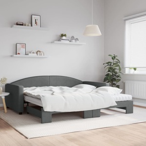 vidaXL, vidaXL Tagesbett Ausziehbar mit Matratzen Dunkelgrau 100x200 cm Stoff