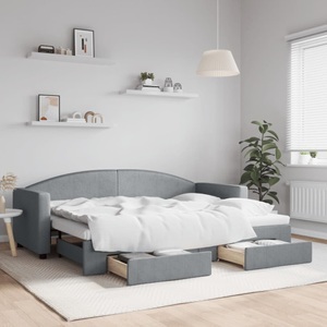 vidaXL, vidaXL Tagesbett Ausziehbar mit Schubladen Hellgrau 80x200 cm Stoff