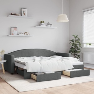 vidaXL, vidaXL Tagesbett Ausziehbar mit Schubladen Dunkelgrau 80x200 cm Stoff