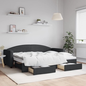 vidaXL, vidaXL Tagesbett Ausziehbar mit Schubladen Schwarz 80x200 cm Stoff
