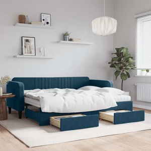 vidaXL, vidaXL Tagesbett Ausziehbar mit Schubladen Blau 80x200 cm Samt