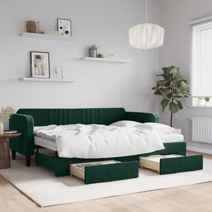 vidaXL, vidaXL Tagesbett Ausziehbar mit Schubladen Dunkelgrün 80x200 cm Samt