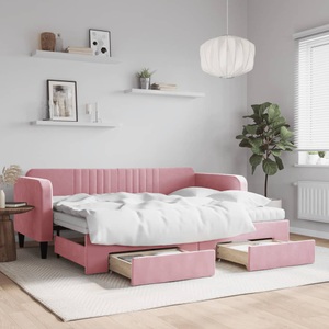 vidaXL, vidaXL Tagesbett Ausziehbar mit Schubladen Rosa 80x200 cm Samt