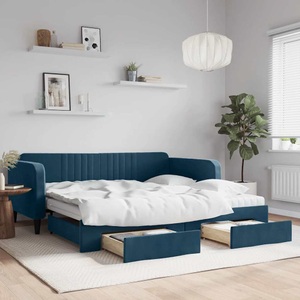 vidaXL, vidaXL Tagesbett Ausziehbar mit Schubladen Blau 100x200 cm Samt