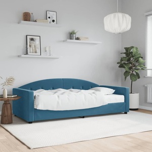 vidaXL, vidaXL Tagesbett mit Matratze Blau 90x200 cm Samt, vidaXL Tagesbett mit Matratze Blau 90x200 cm Samt