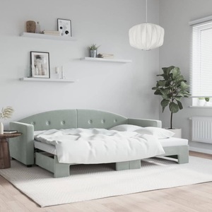 vidaXL, vidaXL Tagesbett Ausziehbar Hellgrau 80x200 cm Samt, vidaXL Tagesbett Ausziehbar Hellgrau 80x200 cm Samt