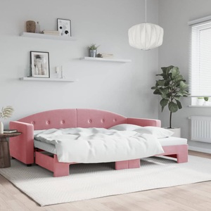 vidaXL, vidaXL Tagesbett Ausziehbar Rosa 80x200 cm Samt