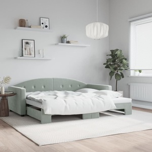 vidaXL, vidaXL Tagesbett Ausziehbar Hellgrau 90x200 cm Samt