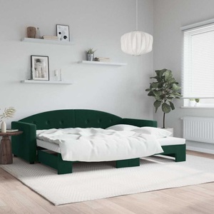 vidaXL, vidaXL Tagesbett Ausziehbar Dunkelgrün 90x200 cm Samt