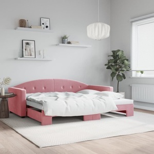 vidaXL, vidaXL Tagesbett Ausziehbar Rosa 90x200 cm Samt