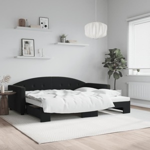 vidaXL, vidaXL Tagesbett Ausziehbar Schwarz 90x200 cm Samt