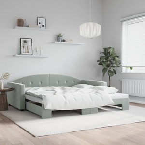 vidaXL, vidaXL Tagesbett Ausziehbar Hellgrau 100x200 cm Samt, vidaXL Tagesbett Ausziehbar Hellgrau 100x200 cm Samt
