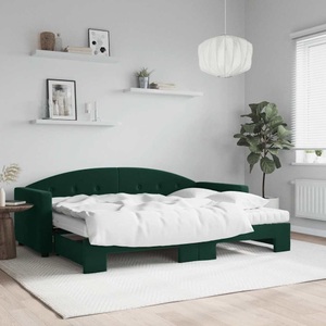 vidaXL, vidaXL Tagesbett Ausziehbar mit Matratzen Dunkelgrün 80x200 cm Samt