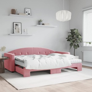 vidaXL, vidaXL Tagesbett Ausziehbar mit Matratzen Rosa 80x200 cm Samt
