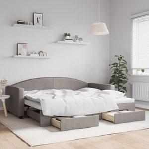 vidaXL, vidaXL Tagesbett Ausziehbar mit Schubladen Taupe 90x200 cm Stoff