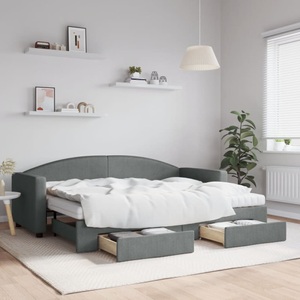 vidaXL, vidaXL Tagesbett Ausziehbar mit Schubladen Dunkelgrau 80x200 cm Stoff