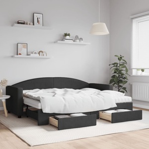 vidaXL, vidaXL Tagesbett Ausziehbar mit Schubladen Schwarz 80x200 cm Stoff