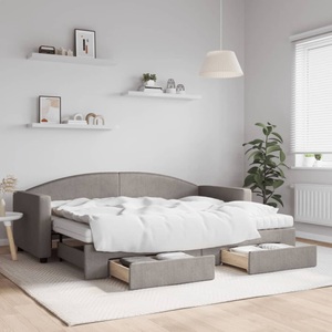 vidaXL, vidaXL Tagesbett Ausziehbar mit Schubladen Taupe 80x200 cm Stoff