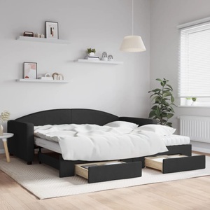 vidaXL, vidaXL Tagesbett Ausziehbar mit Schubladen Schwarz 100x200 cm Stoff