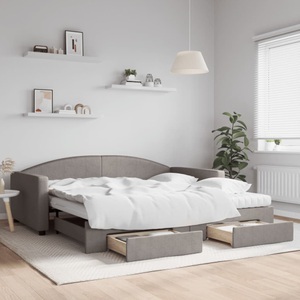 vidaXL, vidaXL Tagesbett Ausziehbar mit Schubladen Taupe 100x200 cm Stoff