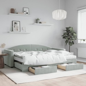 vidaXL, vidaXL Tagesbett Ausziehbar mit Schubladen Hellgrau 80x200 cm Samt