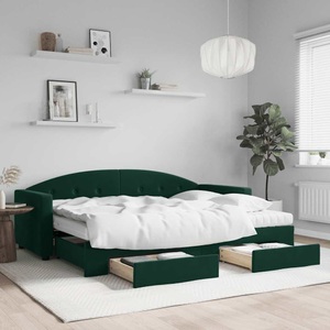 vidaXL, vidaXL Tagesbett Ausziehbar mit Schubladen Dunkelgrün 80x200 cm Samt