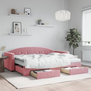 vidaXL, vidaXL Tagesbett Ausziehbar mit Schubladen Rosa 80x200 cm Samt