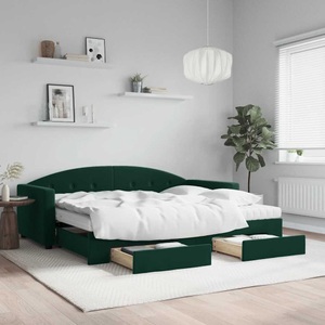 vidaXL, vidaXL Tagesbett Ausziehbar mit Schubladen Dunkelgrün 90x200 cm Samt
