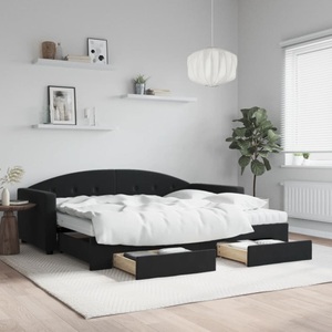 vidaXL, vidaXL Tagesbett Ausziehbar mit Schubladen Schwarz 90x200 cm Samt