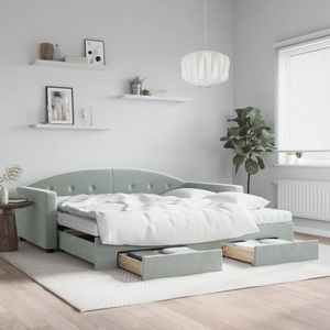 vidaXL, vidaXL Tagesbett Ausziehbar mit Schubladen Hellgrau 100x200 cm Samt