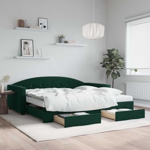 vidaXL, vidaXL Tagesbett Ausziehbar mit Schubladen Dunkelgrün 100x200 cm Samt