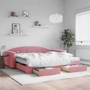 vidaXL, vidaXL Tagesbett Ausziehbar mit Schubladen Rosa 100x200 cm Samt