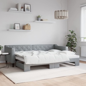 vidaXL, vidaXL Tagesbett Ausziehbar Hellgrau 80x200 cm Stoff