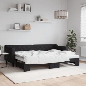 vidaXL, vidaXL Tagesbett Ausziehbar Schwarz 80x200 cm Stoff