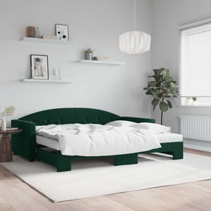 vidaXL, vidaXL Tagesbett Ausziehbar mit Matratzen Dunkelgrün 90x200 cm Samt