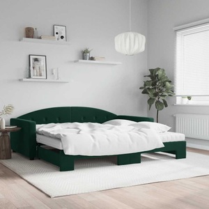 vidaXL, vidaXL Tagesbett Ausziehbar mit Matratzen Dunkelgrün 100x200 cm Samt
