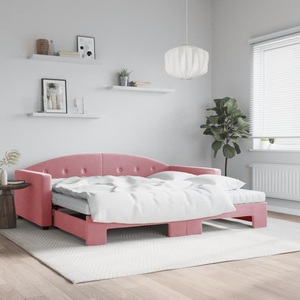 vidaXL, vidaXL Tagesbett Ausziehbar mit Matratzen Rosa 100x200 cm Samt
