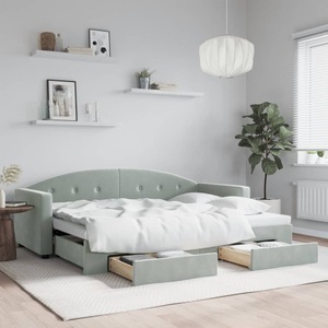 vidaXL, vidaXL Tagesbett Ausziehbar mit Schubladen Hellgrau 80x200 cm Samt