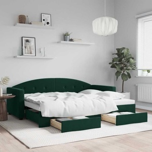 vidaXL, vidaXL Tagesbett Ausziehbar mit Schubladen Dunkelgrün 80x200 cm Samt